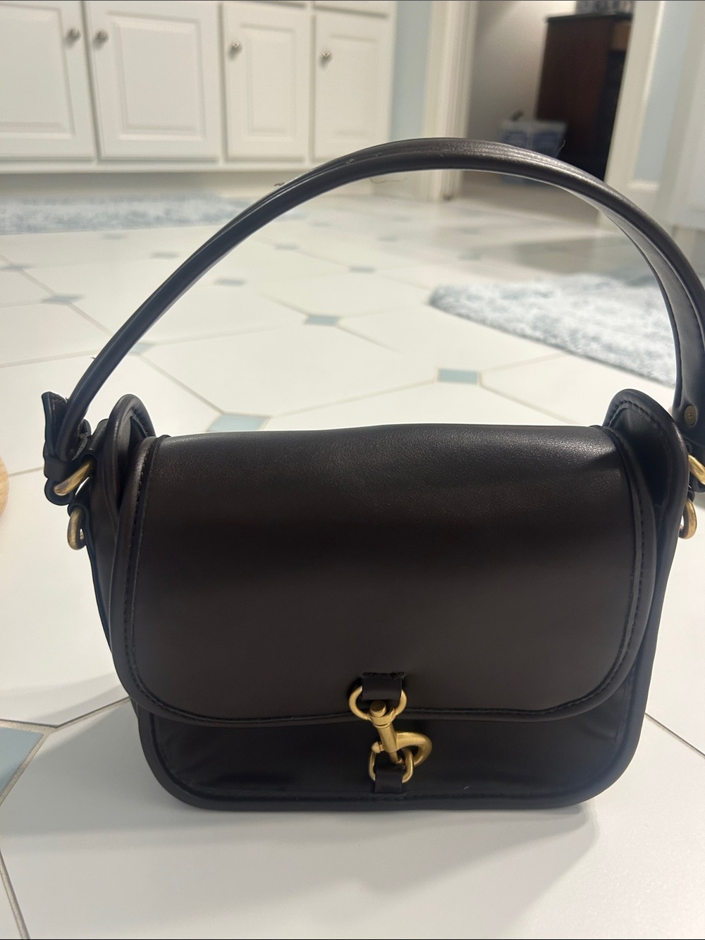 Zara Black Shoulder Bag with Gold Hardware